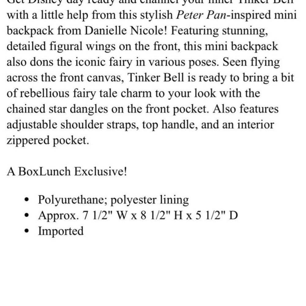 Disney Tinkerbell Danielle Nicole Edition Backpack - image 7